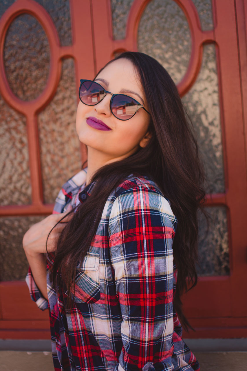 Camisa Xadrez Vermelho e Azul