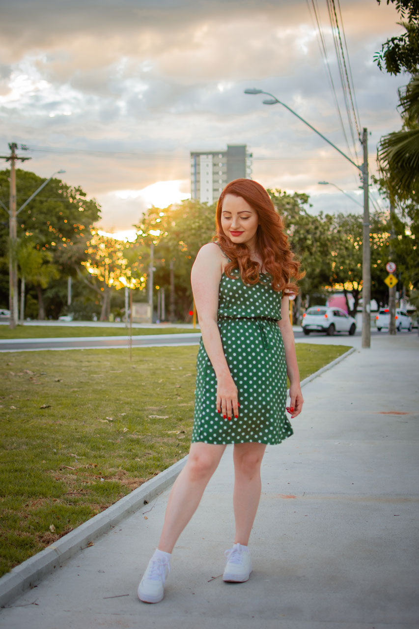 Look Verde com Branco