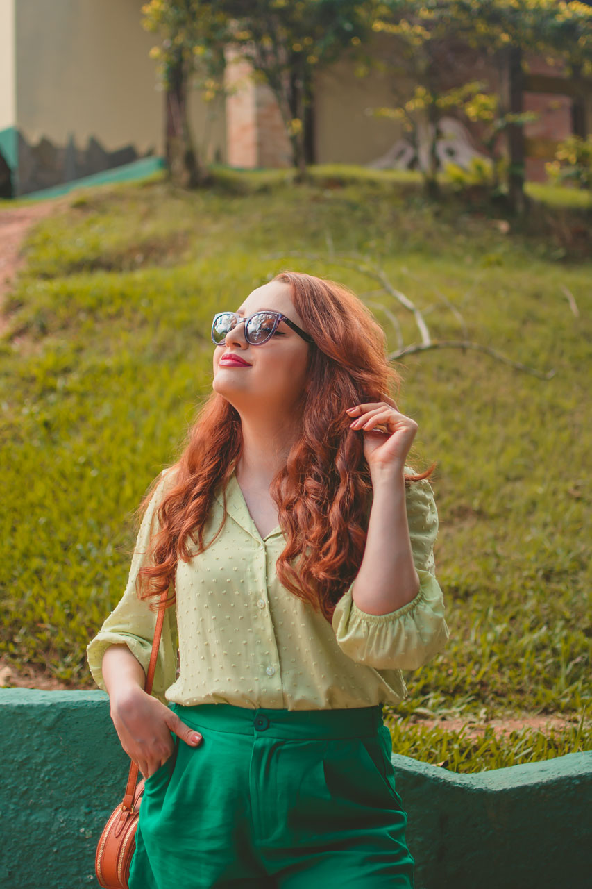 Look Combinação Tons de Verde