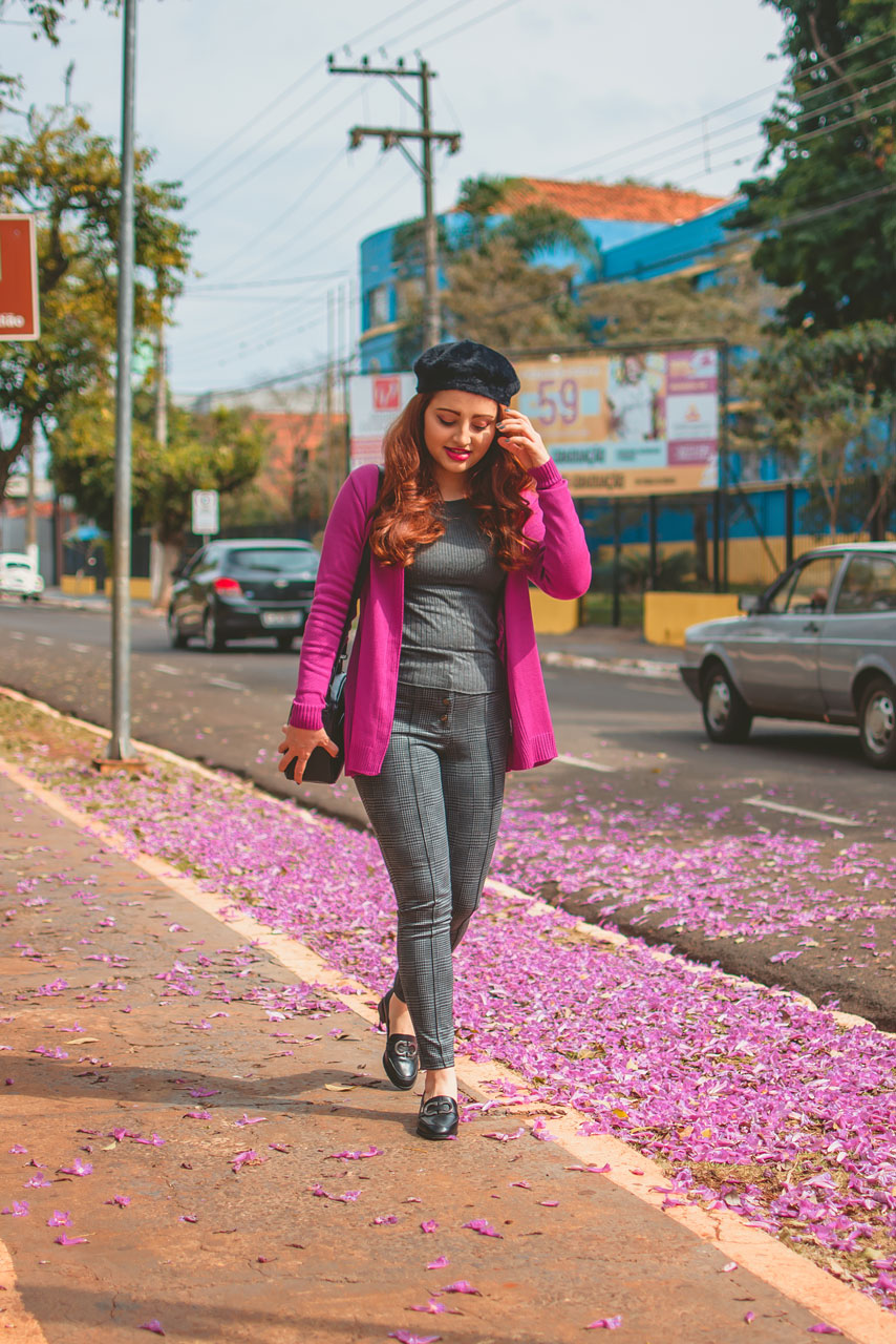 Look Cinza com Preto e Pink