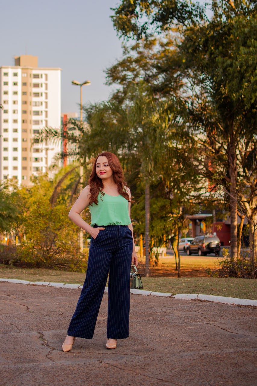 Look Combinação Azul com Verde