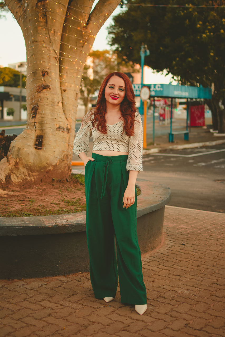 Look Noite de Natal Calça Verde