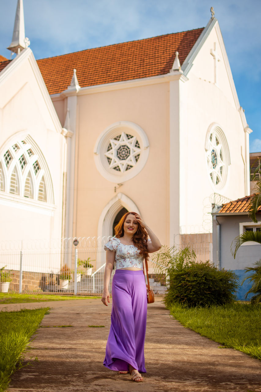 Calça Fluída Ampla Lilás