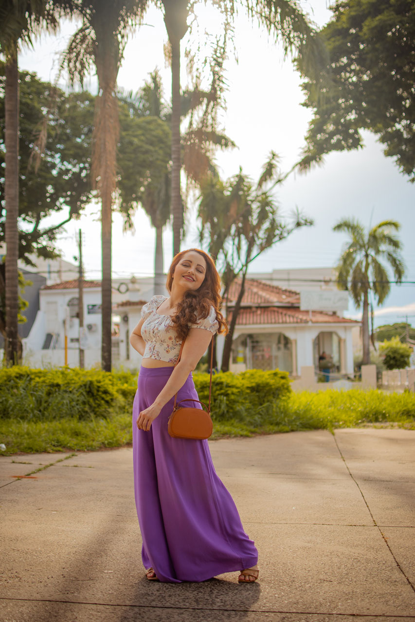 Look Calça Viscose Lilás Roxo