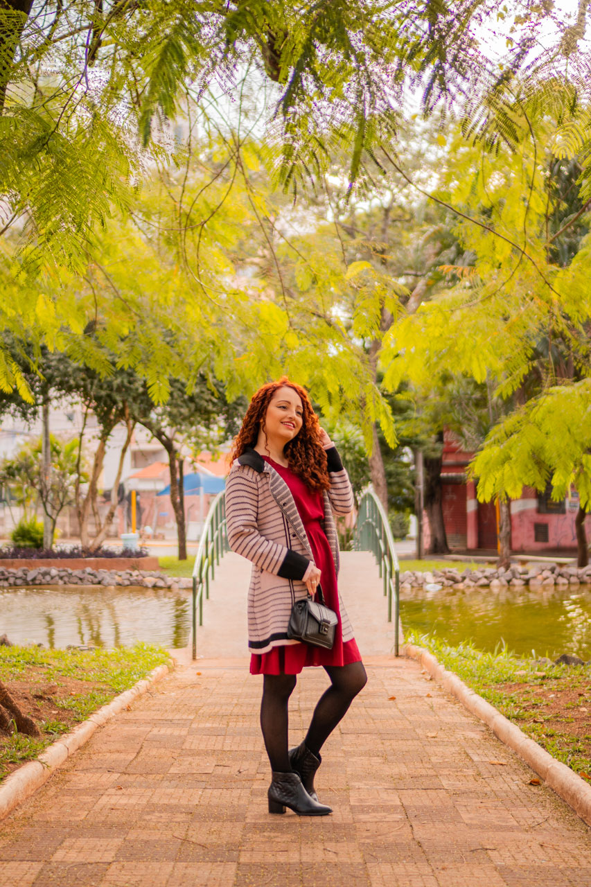 Look Rosa Preto e Vinho