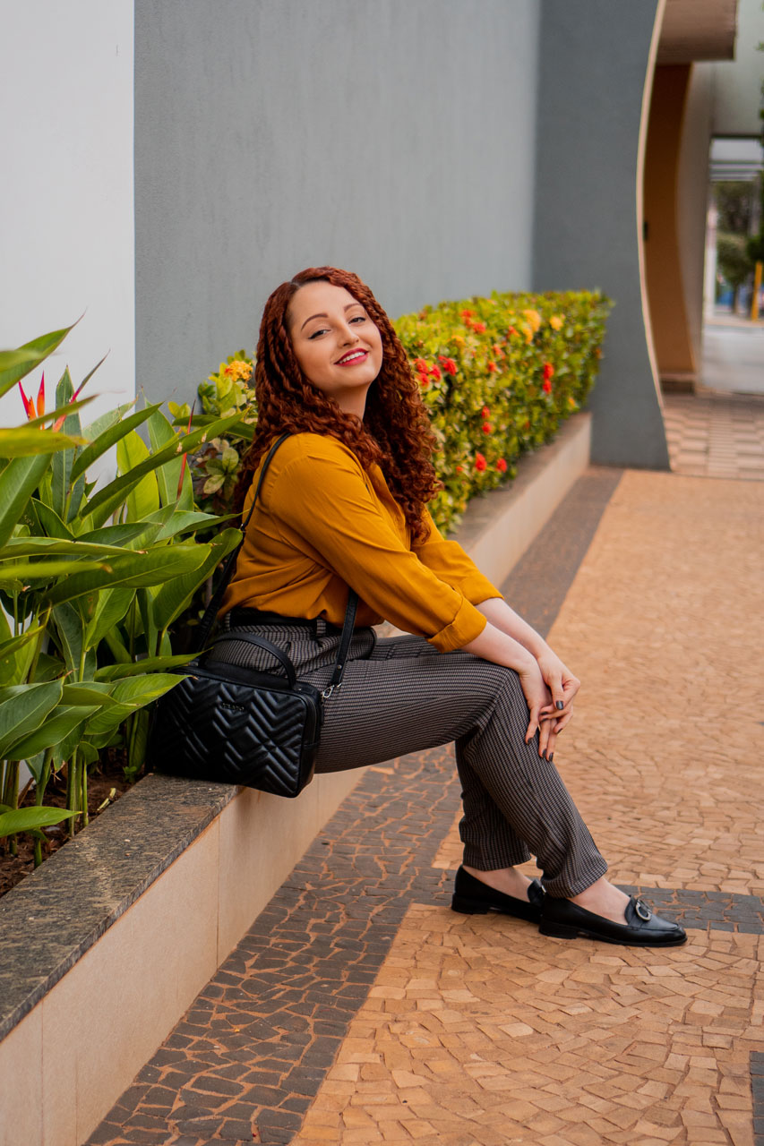 Calça Xadrez Estampada Escura