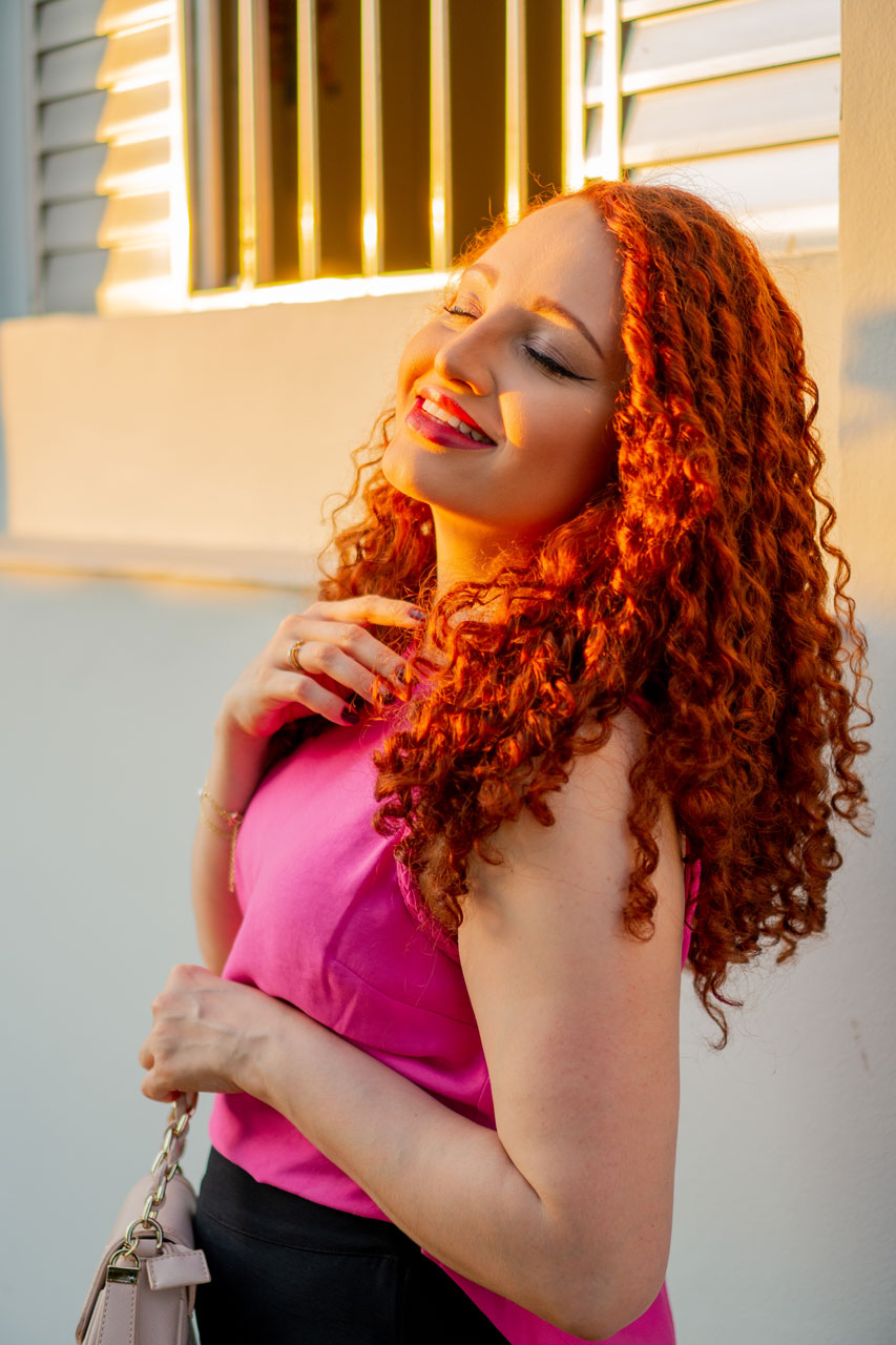 Look Rosa para Ruiva