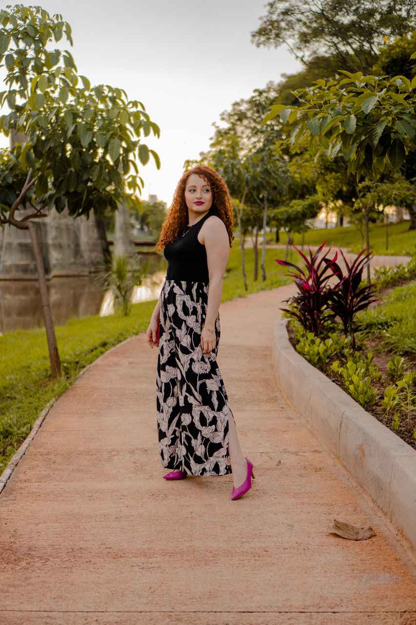 Calça Preta Estampada