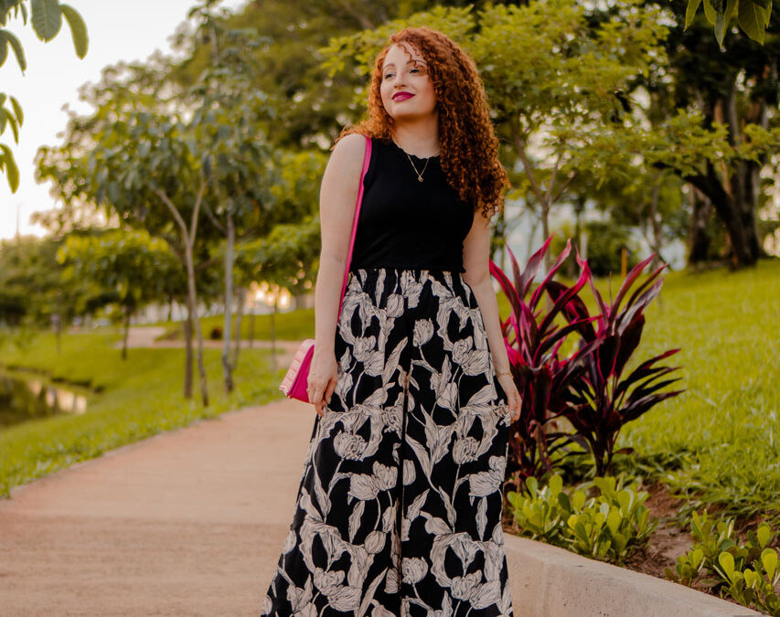 Calça Preta Estampada