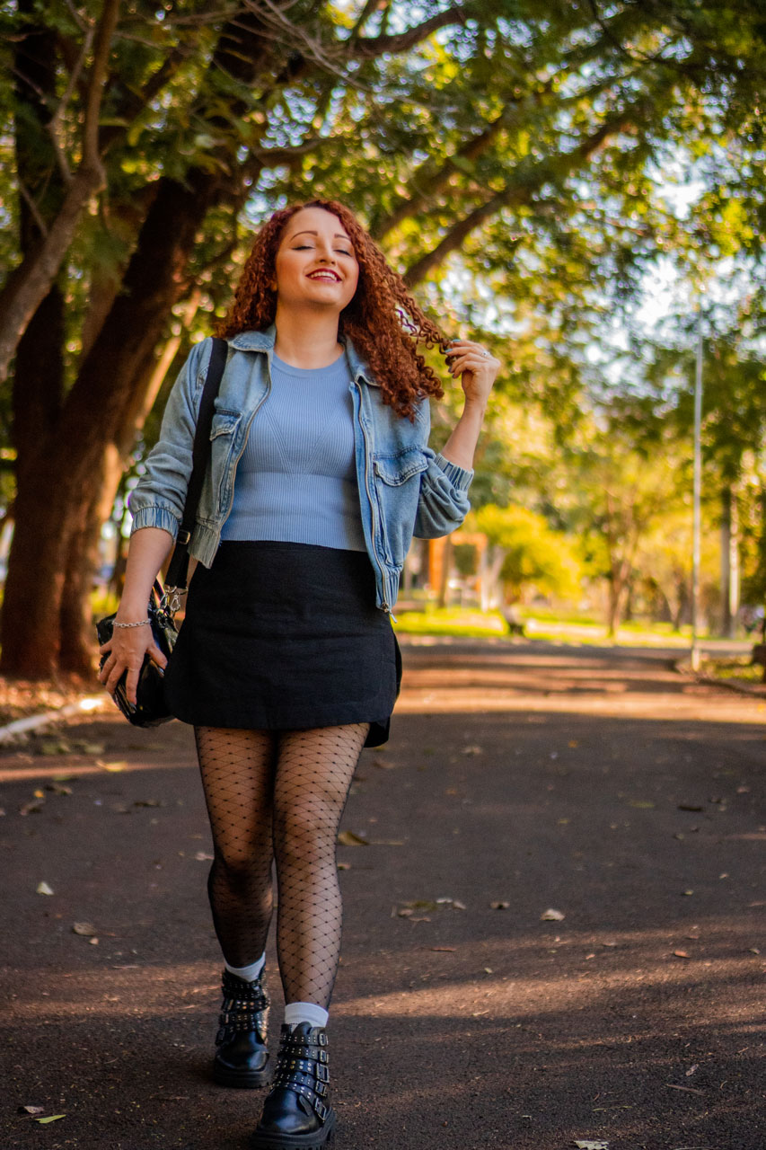 Look Preto com Azul