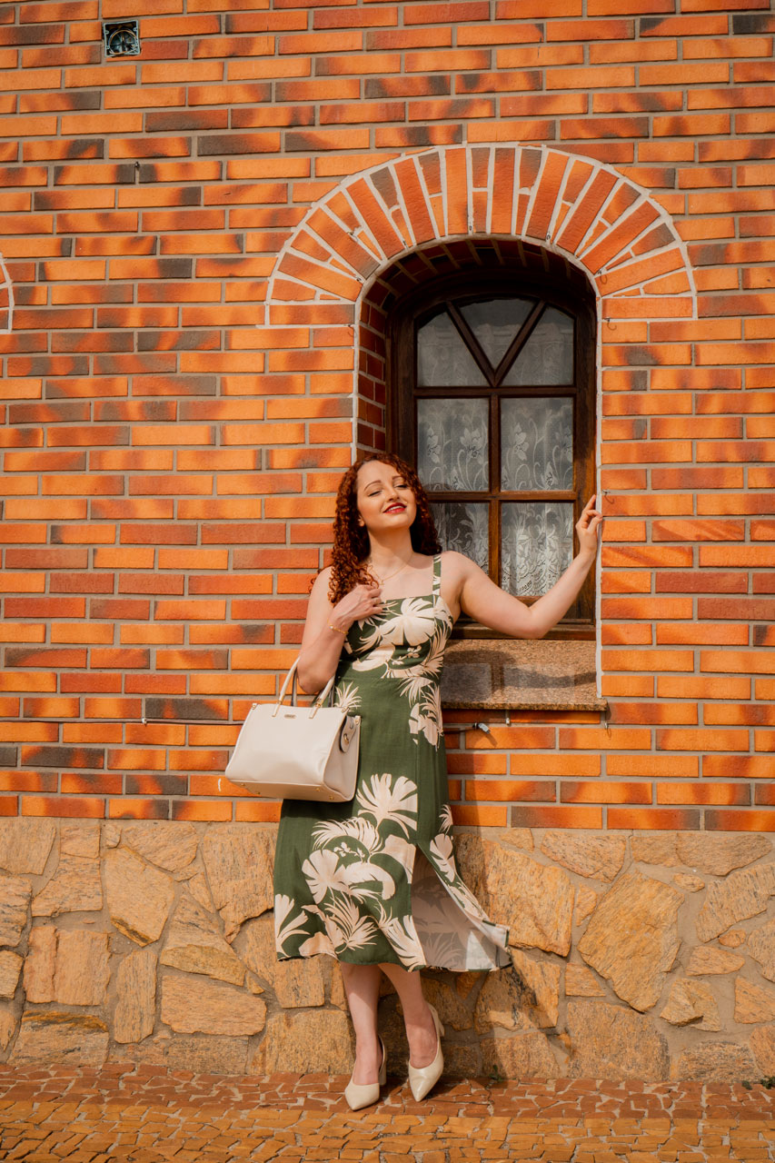 Look Verde com Creme