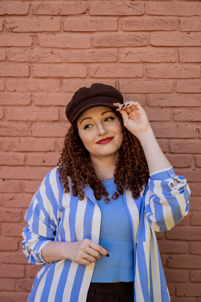 Camisa Feminina Listrada Azul