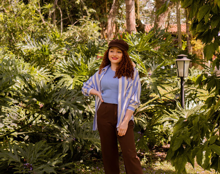 Look do dia Marrom e Azul